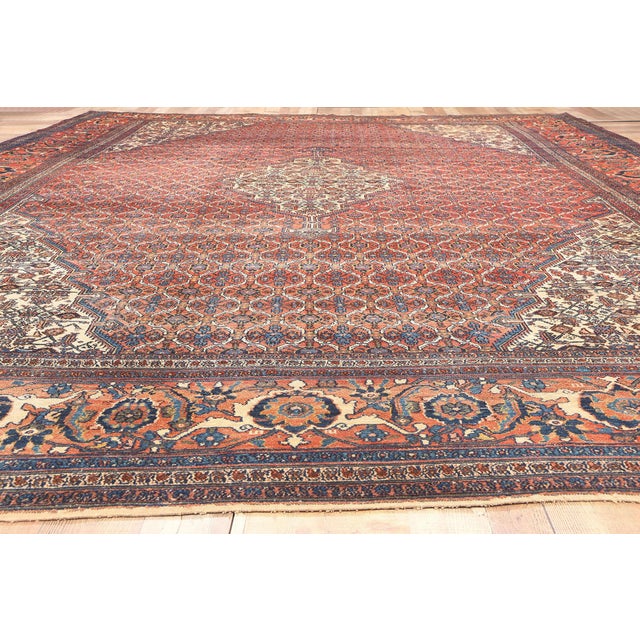 Brick Red Late 19th Century Persian Bibikabad Rug, 12'11 X 20'00 For Sale - Image 8 of 9