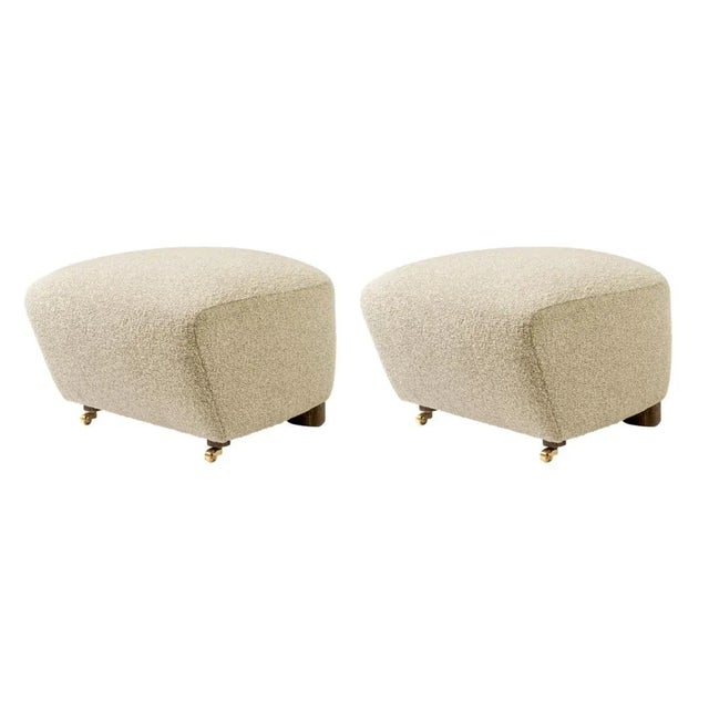 Set of 2 beige smoked oak sahco zero the tired man footstool by Lassen. Dimensions: W 55 x D 53 x H 36 cm Materials:...