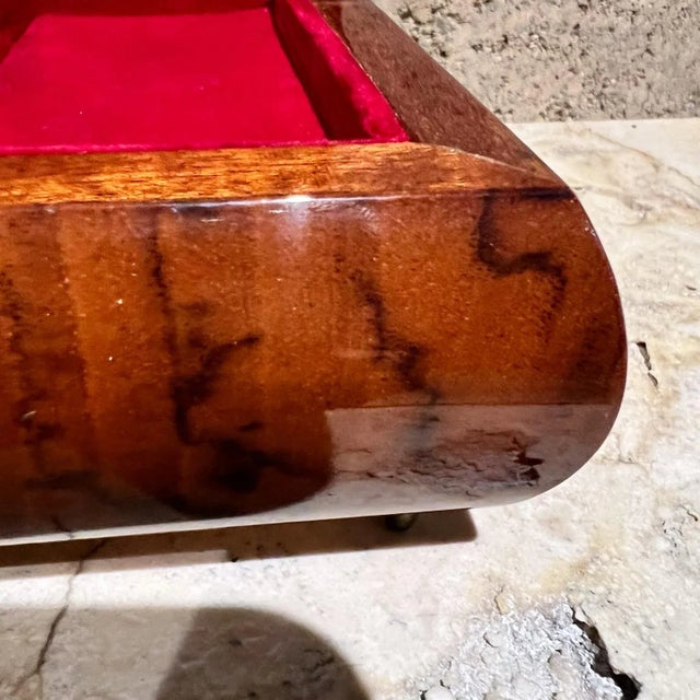 Brown Italian Jewelry Music Footed Box Reuge Ste-Croix Love Story Hollywood Regency For Sale - Image 8 of 12