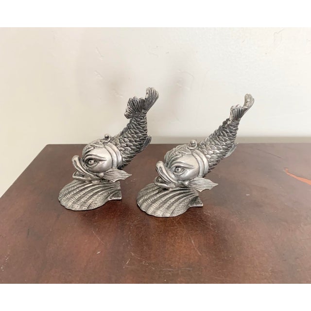 Vintage Koi Fish Pewter Salt and Pepper Shaker Set Chairish