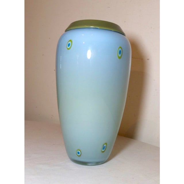 2000 - 2009 Tall Large Hand Blown "Lost Angel" 01 Joel O'Dorisio Studio Art Glass Ombre Vase For Sale - Image 5 of 12