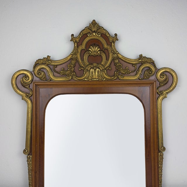 Large Vintage Wooden Wall Mirror, Italy, 1950s For Sale - Image 9 of 18