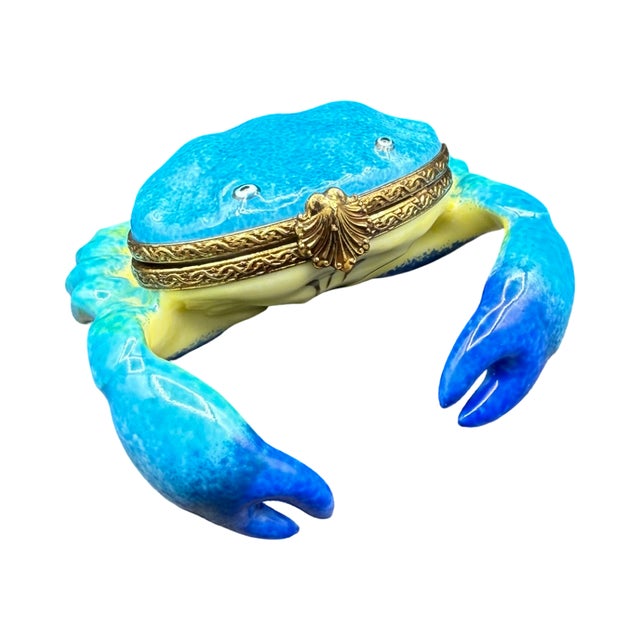 Late 20th Century Late 20th Century French Hand-Painted Limoges Porcelain Crab Box For Sale - Image 5 of 12