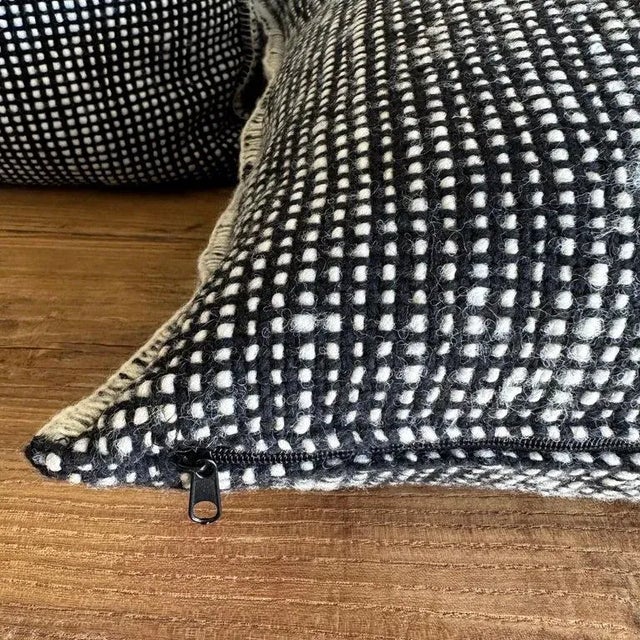 Billy hand made wool Alpaca pillow Color: black / white Size: 24"x 24" All of our products are commissioned and handmade...