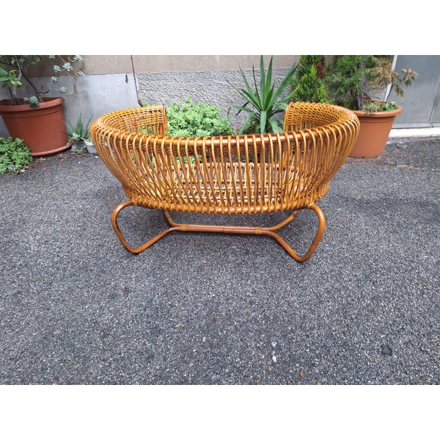 Large Vintage Rattan Armchair, 1950s For Sale - Image 10 of 15