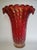 Gorgeous, large vintage Murano ruby red glass vase. I am unsure of maker, but likely Barovier/Toso design and swirl....