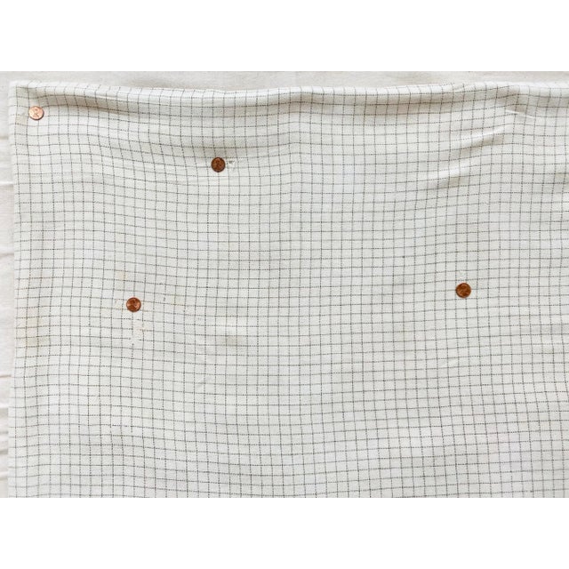 Textile Circa 1920 Vintage Ivory & Gray Windowpane Wool Throw Blanket For Sale - Image 7 of 9