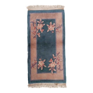 1970s Handmade Vintage Art Deco Chinese Rug 2' X 3.9' For Sale