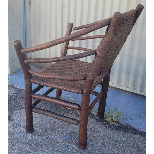 Brown Old Hickory Barrel Back Side Chair For Sale - Image 8 of 10