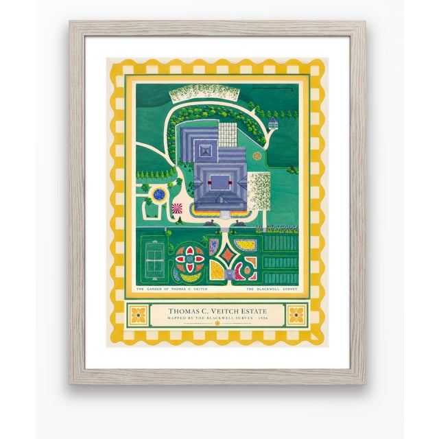 Atelier Aria Lumae the Grand Estate Cartography Set of 2 Shore Estate Faux Checkered Border Fine Art Hge Gallery Board Print 34" X 18" Wallspace For Sale - Image 16 of 18