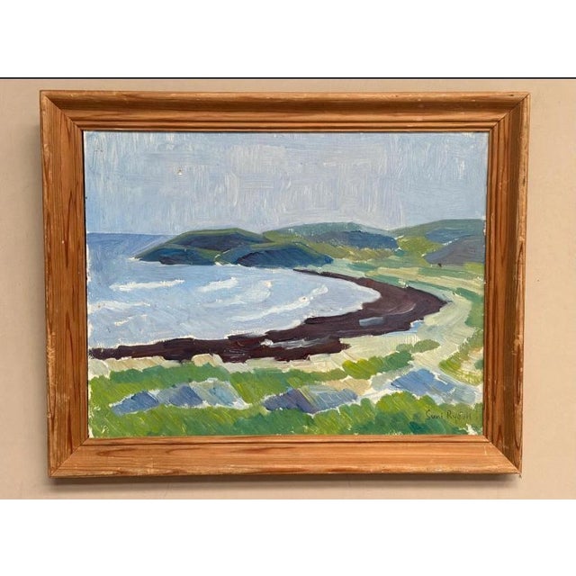 Original Swedish Oil on Panel – “Coastal Landscape” by Curt Rydell – Signed – Vintage & Framed – 33 × 40 cm (13" × 15.7")...
