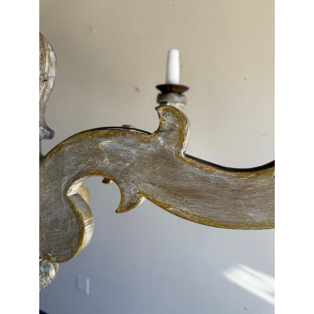 Italian Six-Light Painted and Giltwood Chandelier For Sale In Los Angeles - Image 6 of 10