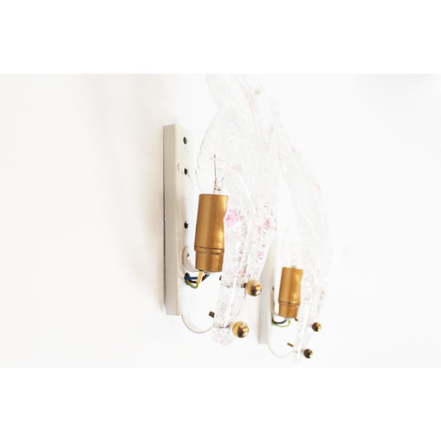1980s Italian Foglio Wall Lamps in Murano Glass, 1980s, Set of 2 For Sale - Image 5 of 8