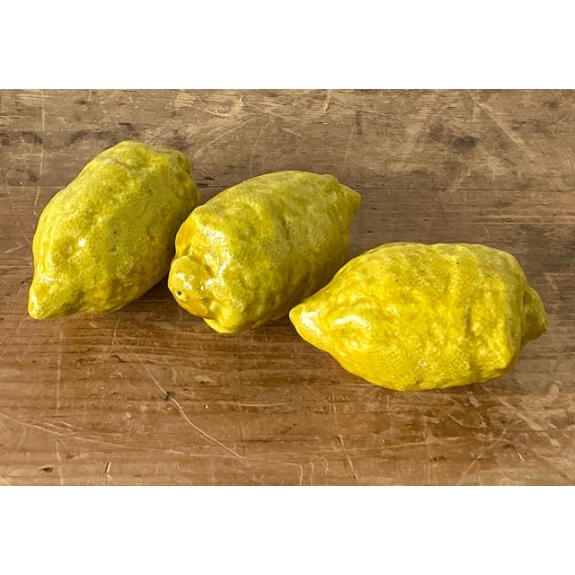 Vintage Boho Italian Glazed Ceramic Lemons - Set of 3 For Sale - Image 12 of 12