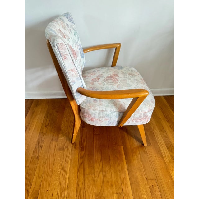 Vintage Mid Century Modern Armchair With Floral Upholstery For Sale - Image 4 of 7