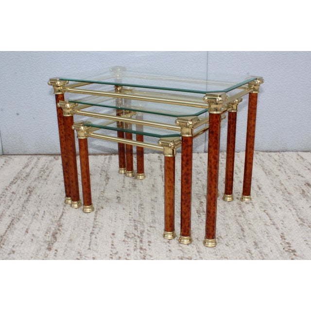 1980s Italian Brass Nesting Tables For Sale In New York - Image 6 of 11