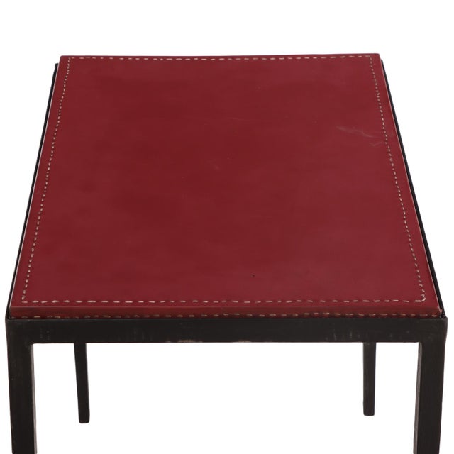 Early 21st Century Iron and Leather Side Table in the Manner of Jean-Michel Frank, Contemporary For Sale - Image 5 of 6