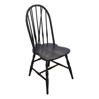 Vintage Windsor-Style Brace Back Chair Newly Refinished in Carbon Grey For Sale