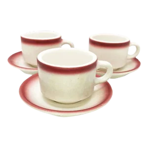 Vintage Homer Laughlin Restaurantware Coffee Cups and Saucer Set in Ombre Pink