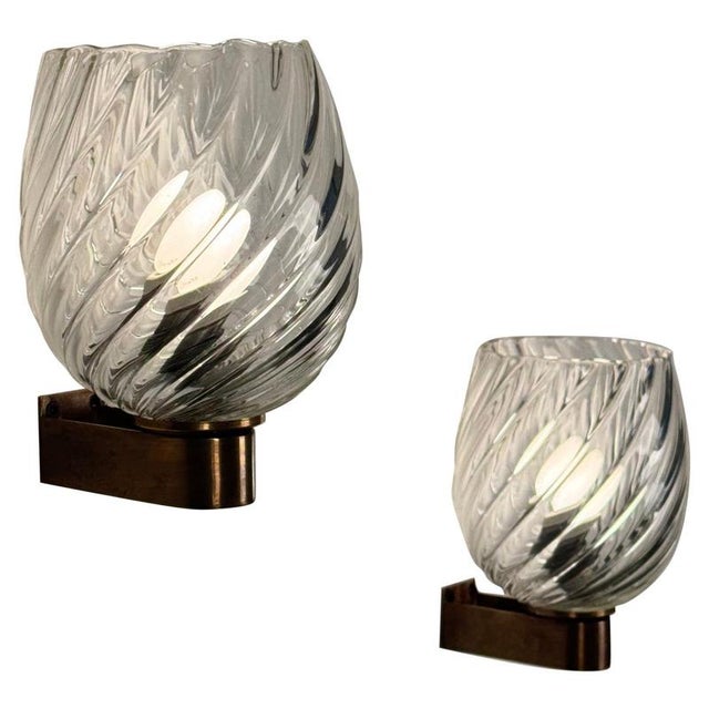 Spiral-Glass Wall Sconces by Ercole Barovier for Barovier & Toso, 1940s, Set of 2 For Sale - Image 14 of 14