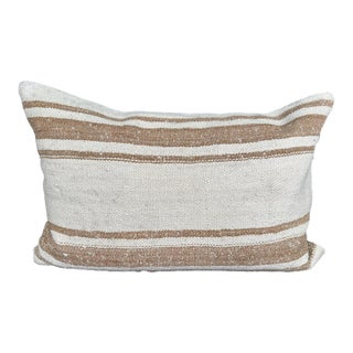 Turkish Hemp Pillow Cushion Natural Beige Brown Pillow Cushion Cover 16" x 24" For Sale