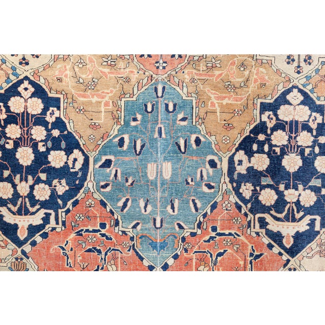 Peach Antique Persian Mohtashem Kashan Handmade Wool Rug For Sale - Image 8 of 9
