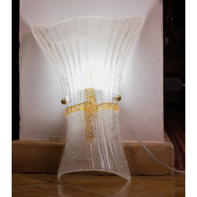 Pair of Large Size Vintage Italian Murano Glass Wall Sconces, 1970 For Sale - Image 6 of 11