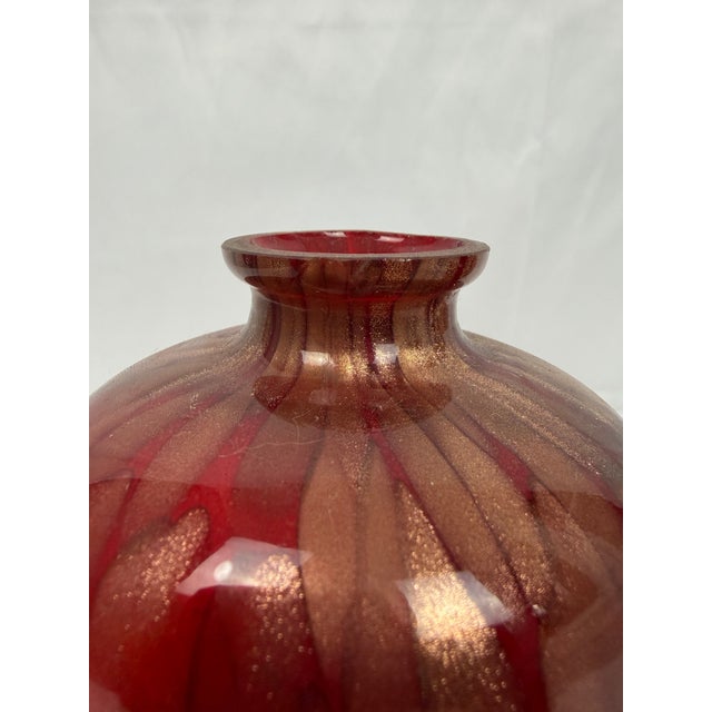 1970s 1970s Pair of Red Ruby Goldstone Murano Glass Vases For Sale - Image 5 of 7