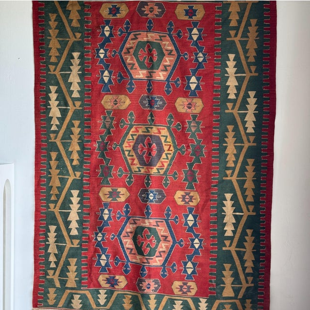Large Turkish Rug with Predominantly Red Base, 1980s For Sale - Image 16 of 18