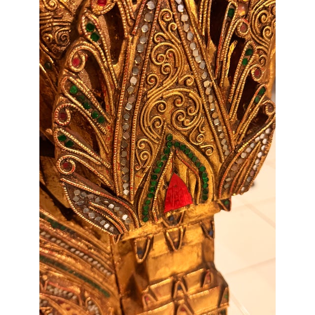 Traditional Mid 20th Century Large Hand-Carved Thai Lanna Teak Mirror For Sale - Image 3 of 4