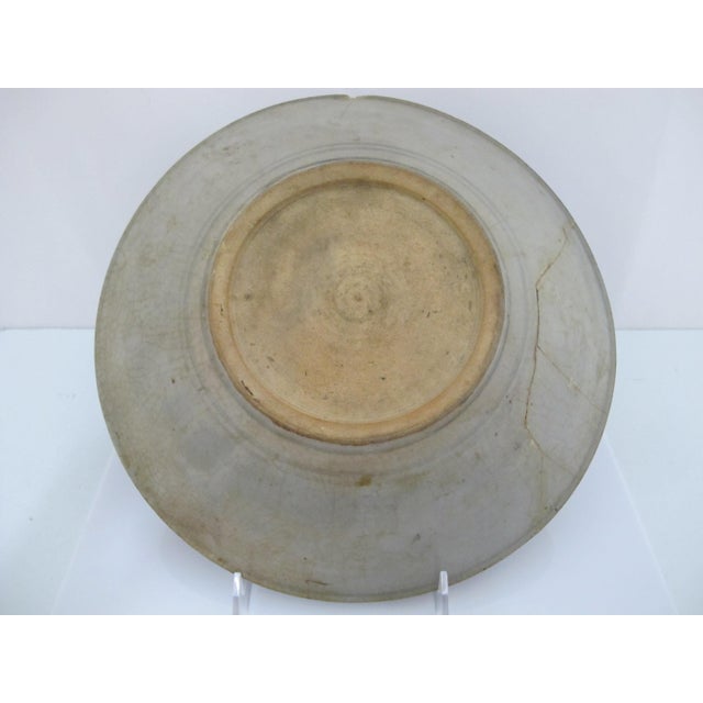 Chinese Swatow Ware Green Blue Celadon Ming Style 10 1/2" Shallow Bowl Dish For Sale - Image 9 of 10