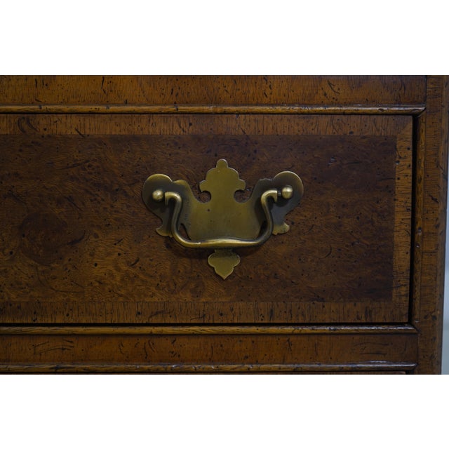 Baker Burl Walnut English Style Bachelors Chest For Sale - Image 12 of 17