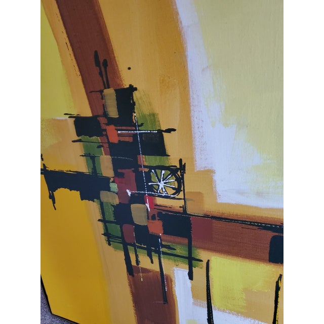 A rare original abstract painting all hand painted and signed in its original period artist minimalist wood shadow box...