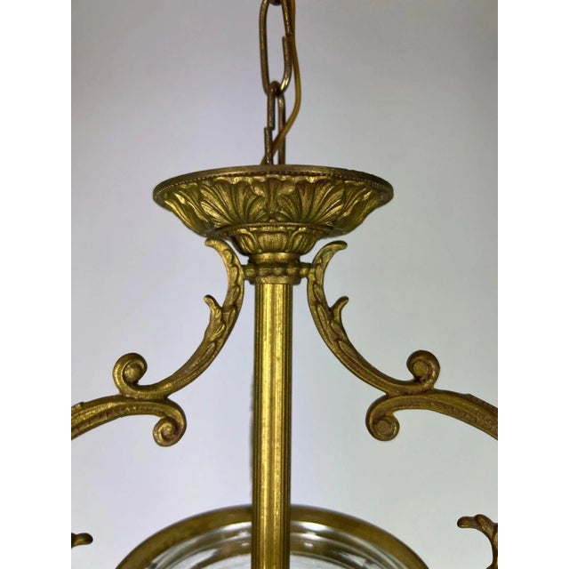 Brass and Pressed Crystal Pendant Light For Sale - Image 4 of 10