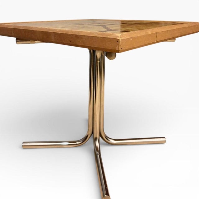 Contemporary Vintage Danish Side Table with Ceramic Tile Top and Chrome Base, 1960s For Sale - Image 3 of 7