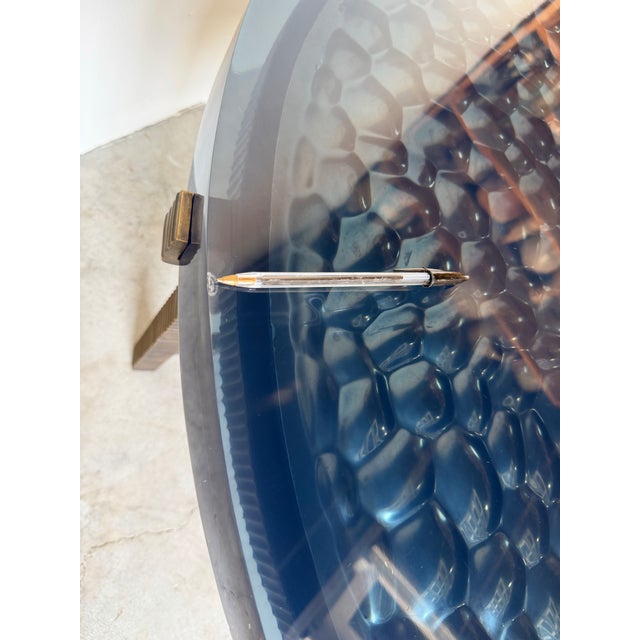 Modern Donghia Sculptural Bronze Base & Ribbed Blue Lucite Coffee Table For Sale - Image 9 of 12