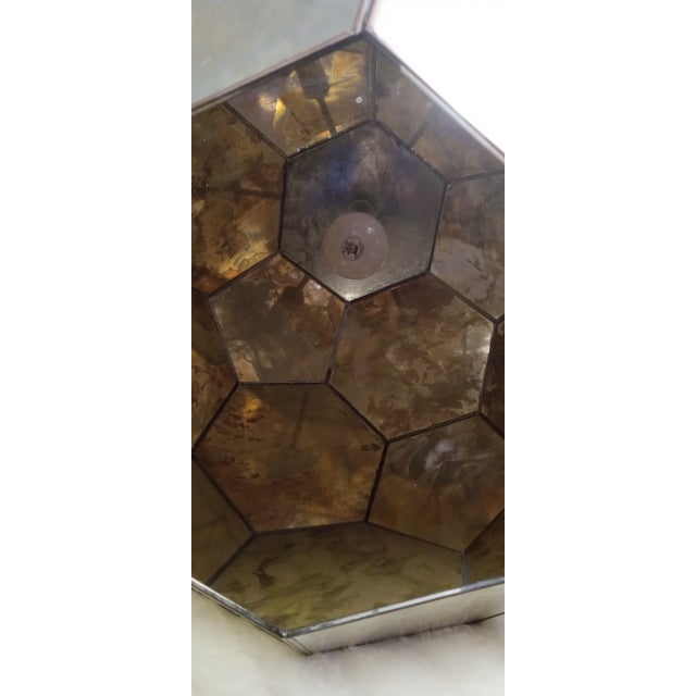 Metal 1990's Acid Patina Glass Lantern Pendant For Sale - Image 7 of 7