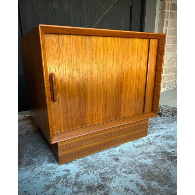 1960s Tambour Door Teak Nightstand or End Table Pair by Falster of Denmark For Sale - Image 9 of 10