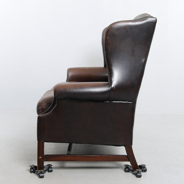 Vintage English-Style Leather Sofa, 1940s For Sale - Image 12 of 14