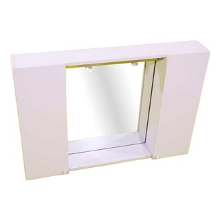 Wall-Mounted Cabinet in White Particle Board with Mirror For Sale