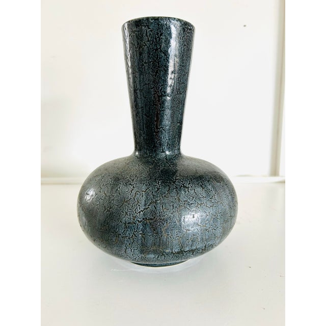 Mid-Century Modern Midcentury Signed "Eme" Crackle Glaze Ceramic Vase For Sale - Image 3 of 5