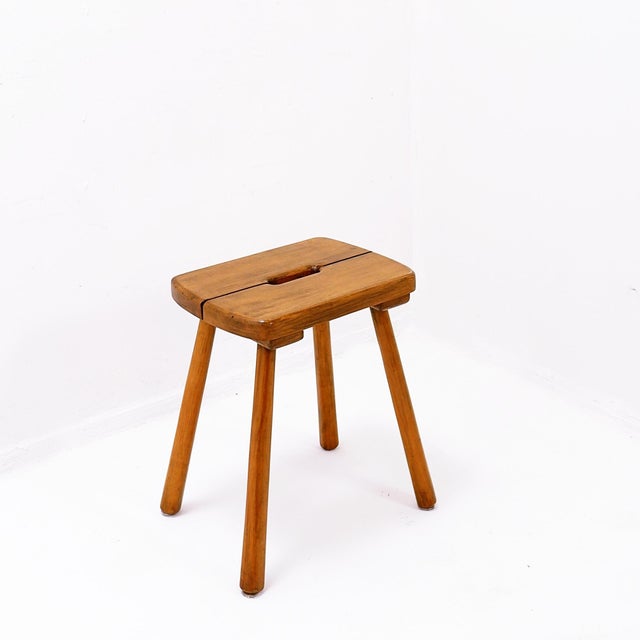 Rustic Pine Stool with Four Legs, 1960s For Sale - Image 12 of 12