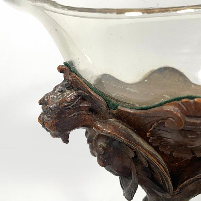 Italian Cup with Glass Hemisphere and Decorated Wood Stem, 1890s For Sale - Image 13 of 18