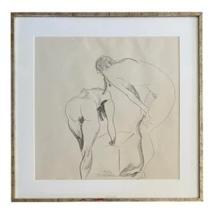 Nude Women Drawing in Silver Frame