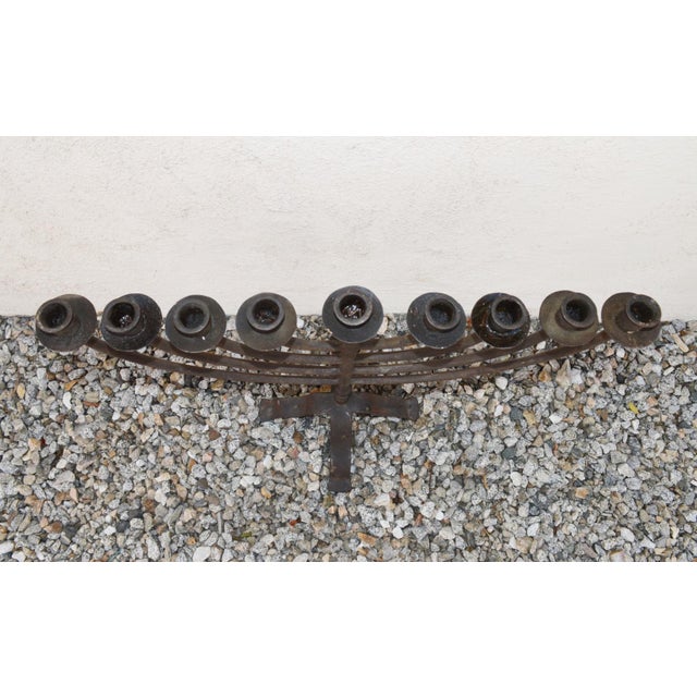 Vintage 1980s Candelabra 9 Cups Custom Made Wrought Iron 24'' Height X 24'' Width X 14'' Base For Sale - Image 10 of 10