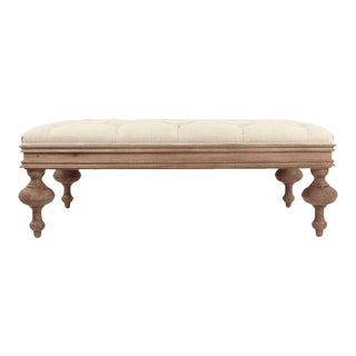 Newlands Tufted Ottoman in Beige For Sale