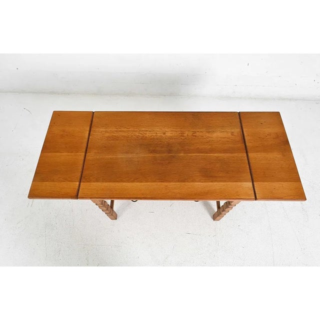 Wood Mid 20th Century Kjaernulf Style Danish Oak Extending Side Table For Sale - Image 7 of 14