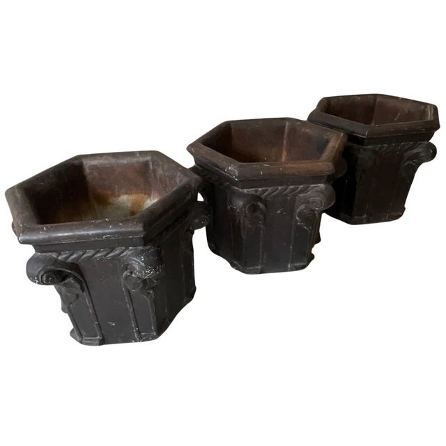 1970s Cast Stone Vintage Planters - Set of 3 For Sale - Image 11 of 12