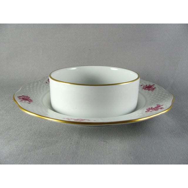 7-1/2" Herend Chinese Bouquet Raspberry Round Cheese Dish For Sale - Image 9 of 13