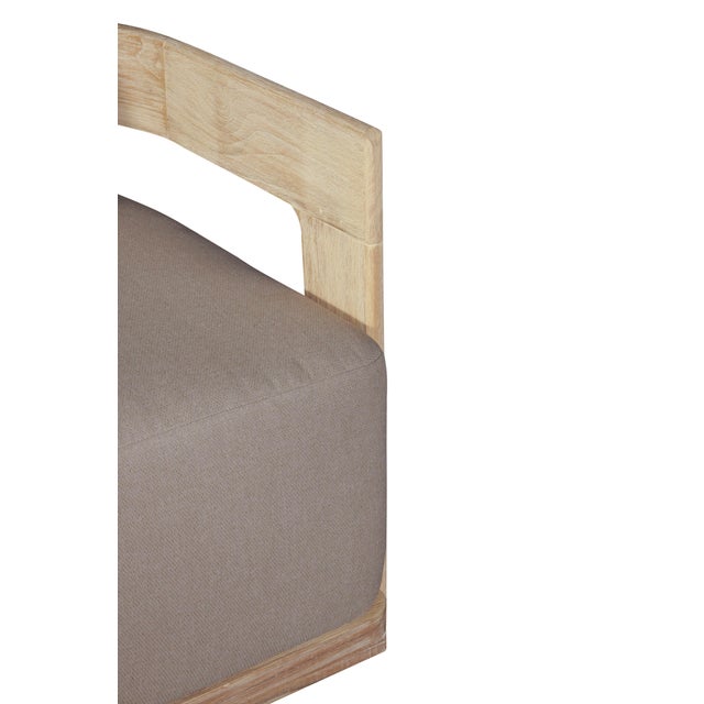Eclipse Outdoor Solid Teak Wood Love Seat Natural - Gray Fabric For Sale - Image 4 of 11